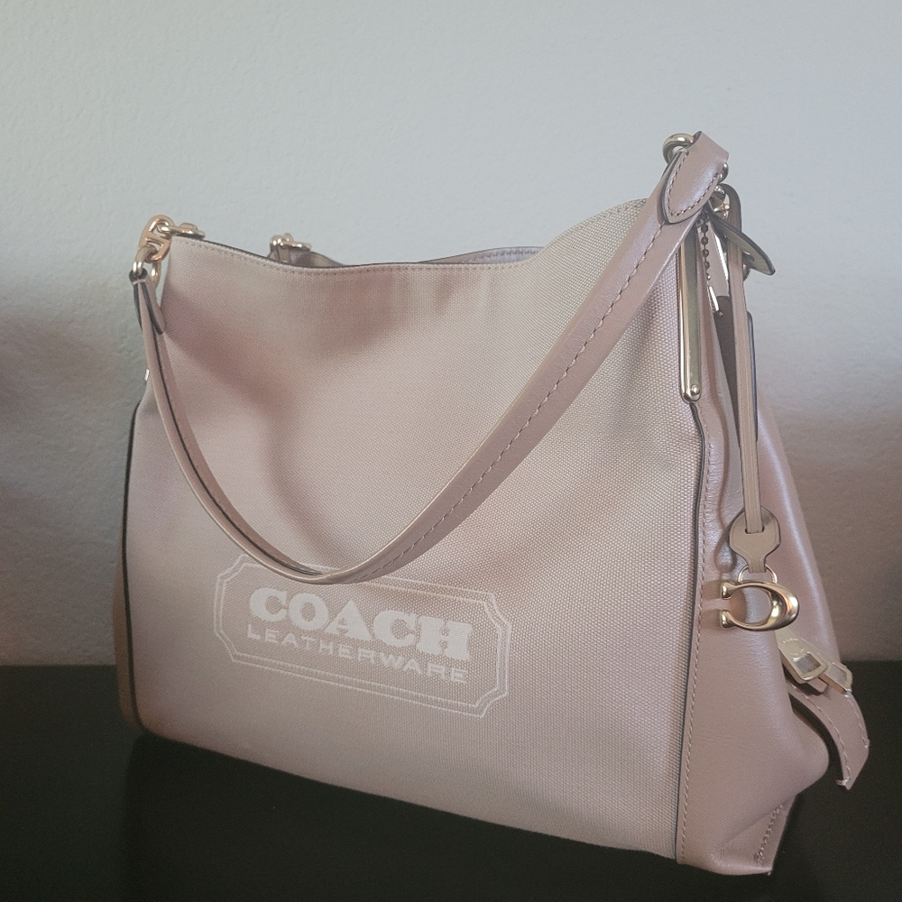 COACH Dalton 31 Horse and Carriage Jacquard Shoulder Bag Chalk - Picture 2 of 15